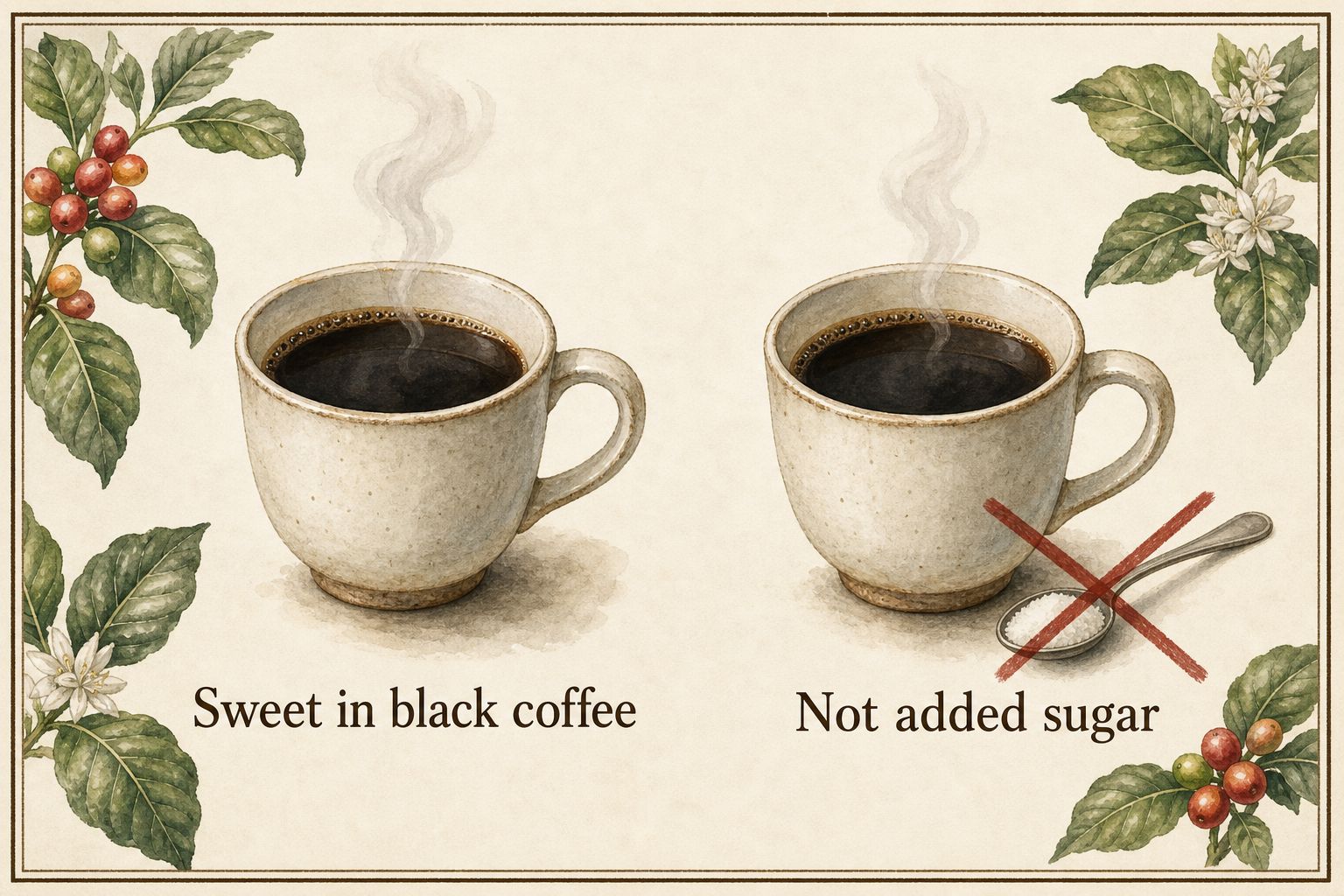 Sweetness in black coffee versus sweetness from adding sugar