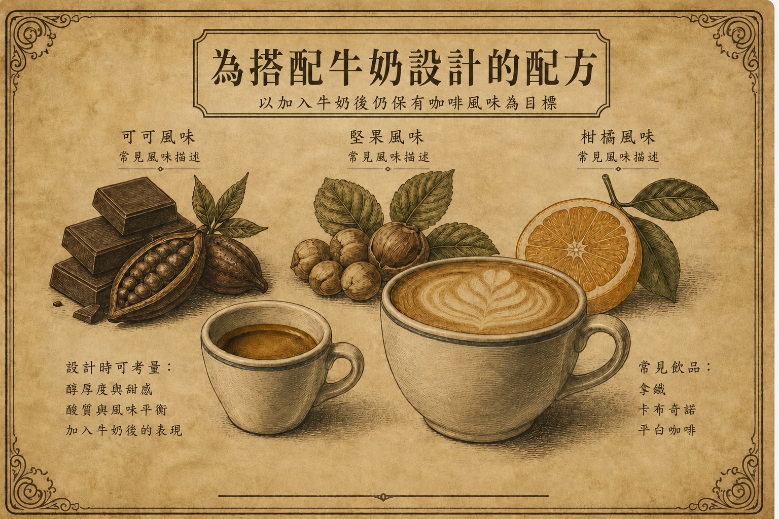 義式配方搭配牛奶時的風味設計考量與常見飲品