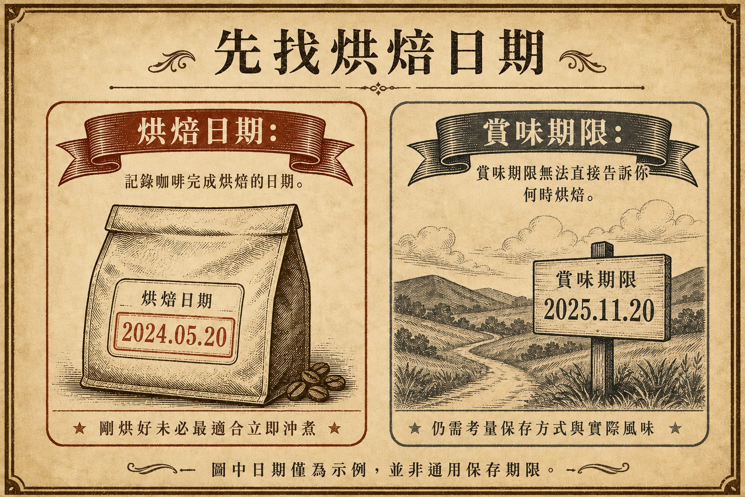 烘焙日期與賞味期限對照示意