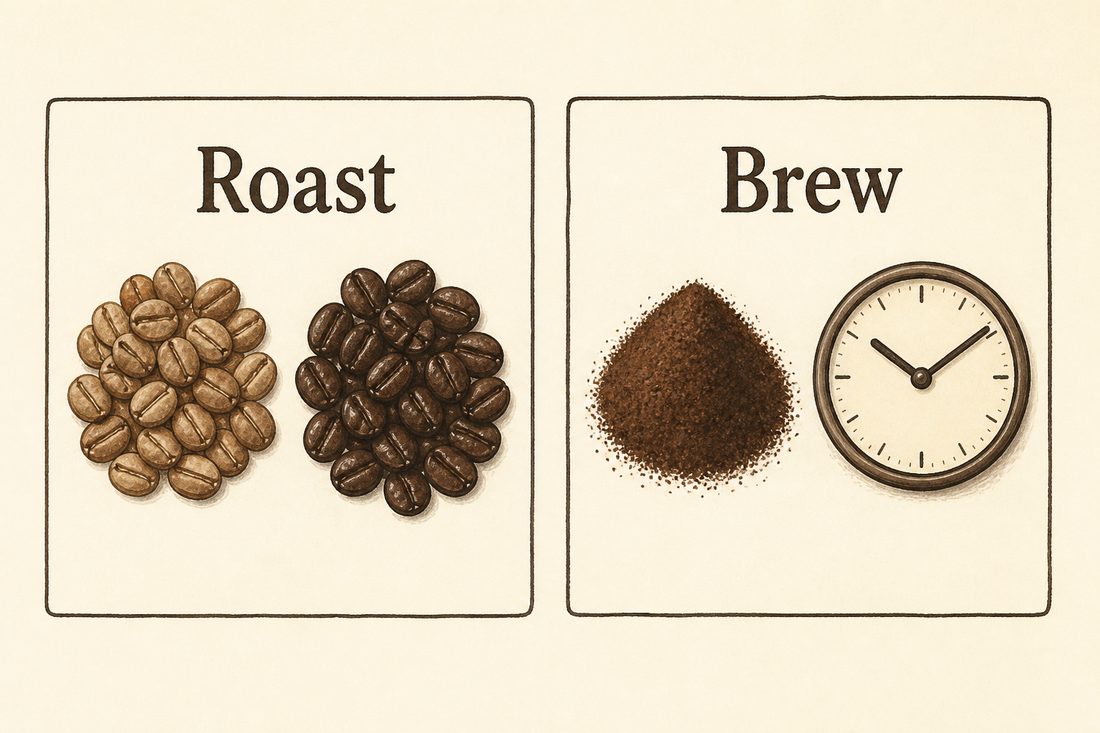 Deeper roasting increasing harsh bitterness compared with fine grinding and long brewing extracting too much bitterness