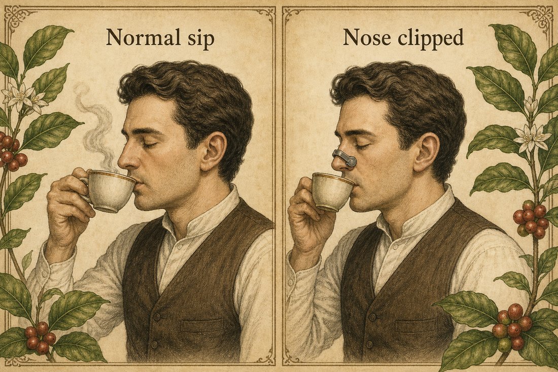 Aroma can support perceived sweetness; with the nose pinched, tasters still separate sweeter cups from less-sweet ones