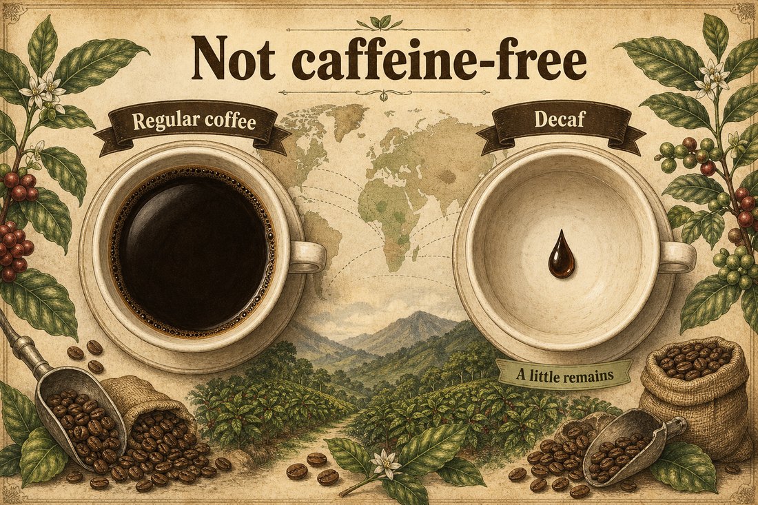 Regular coffee compared with decaf, which still contains a little caffeine