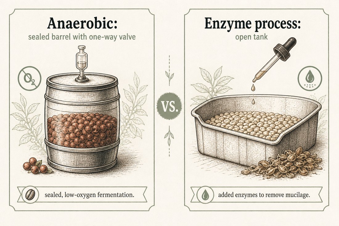 A sealed anaerobic tank compared with an open tank and added pectinase