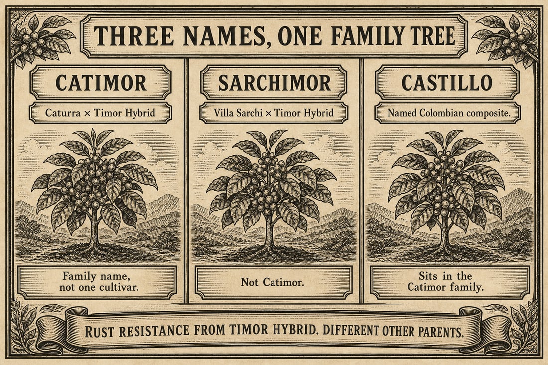 Parentage of the Catimor and Sarchimor families, with Castillo shown within Catimor